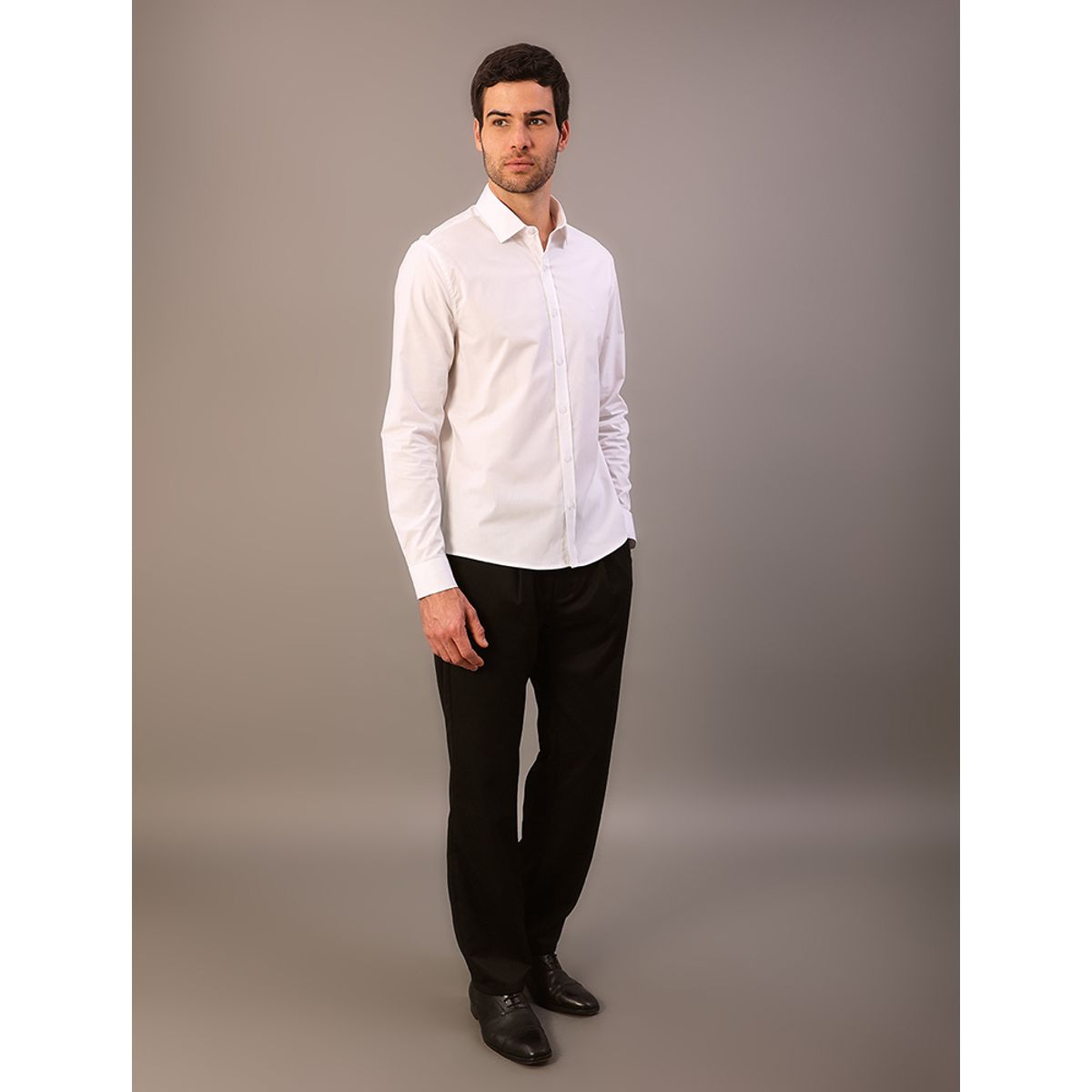 Camisa de Manga Longa Masculina Slim Estampa Assinatura Bordada Calvin Klein
