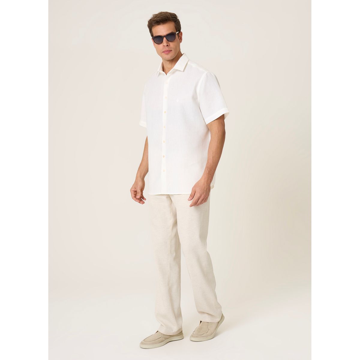Calça Chino Right Fit Linho Stretch Masculina Dudalina