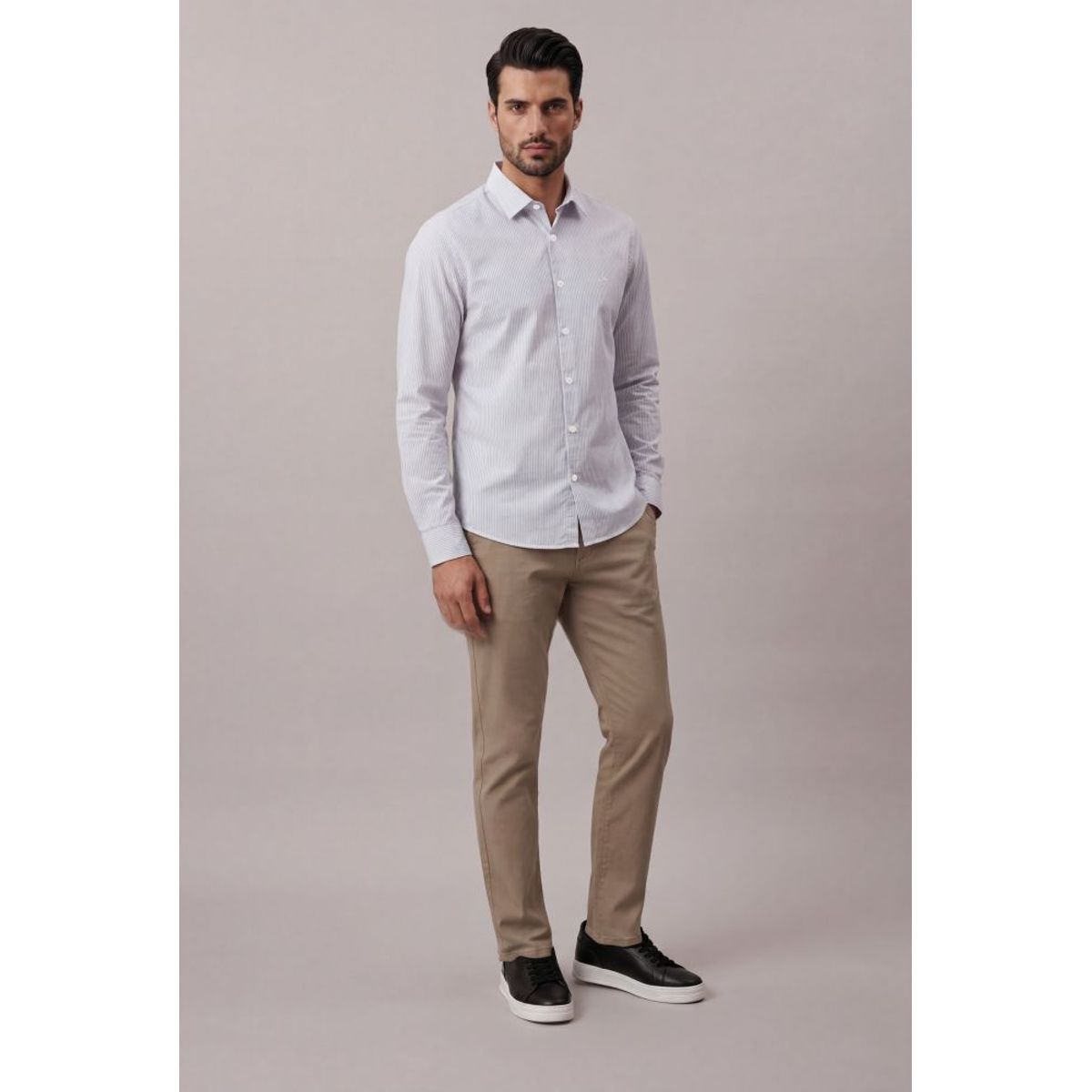 Camisa Manga Longa Slim Fio 60 Calvin Klein
