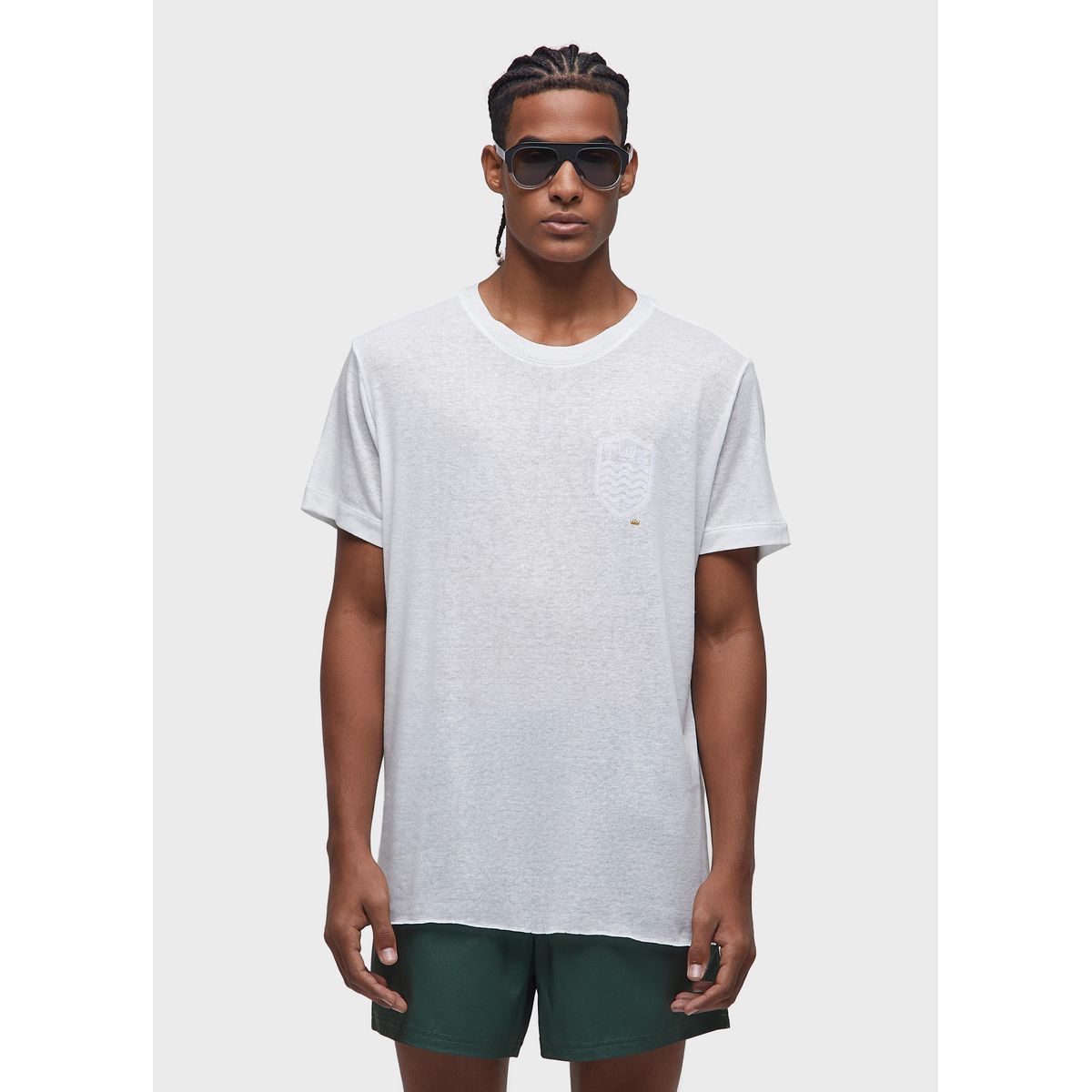 T-Shirt Light Brasão Linen White Edition Osklen