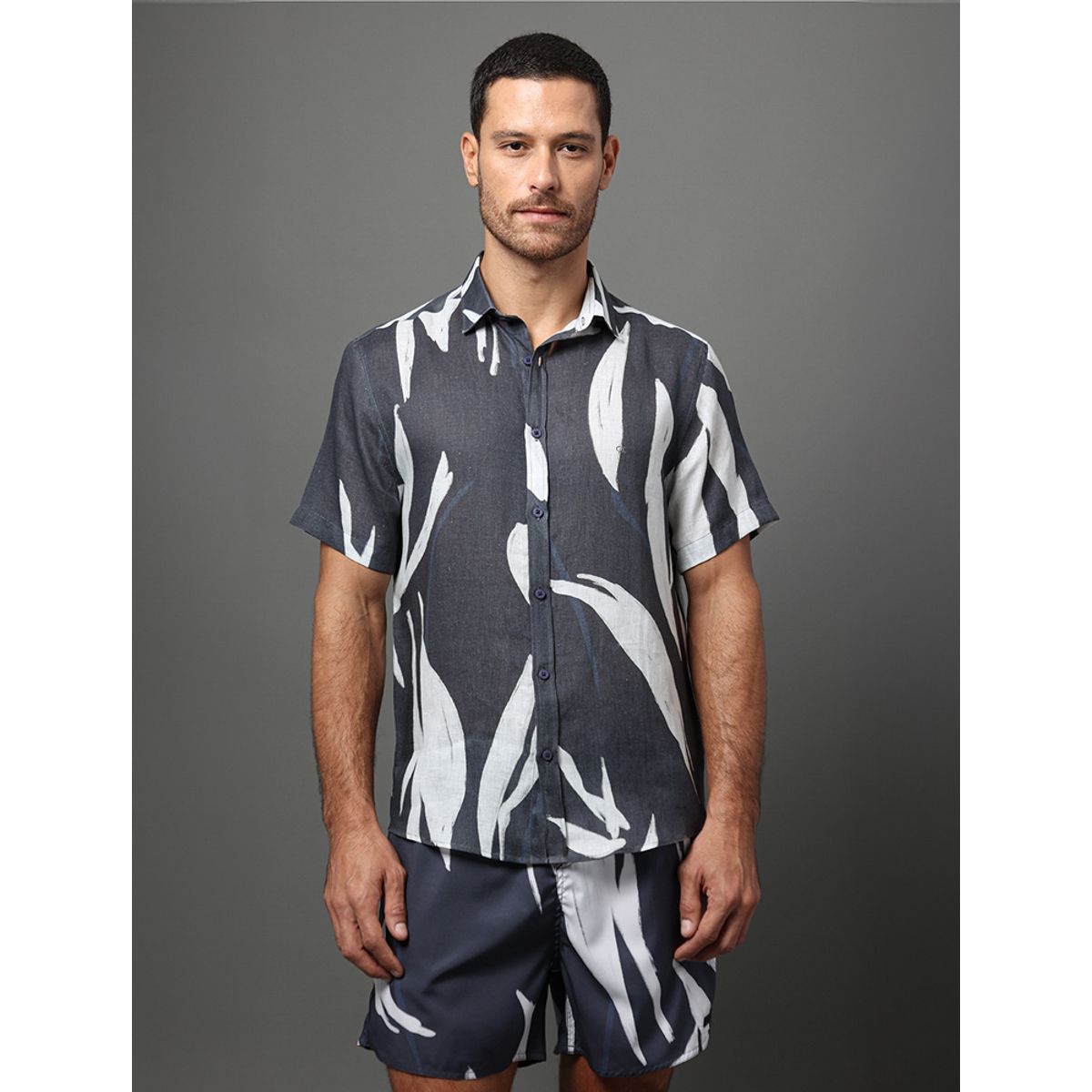 Camisa Masculina Linho Estampado Calvin Klein