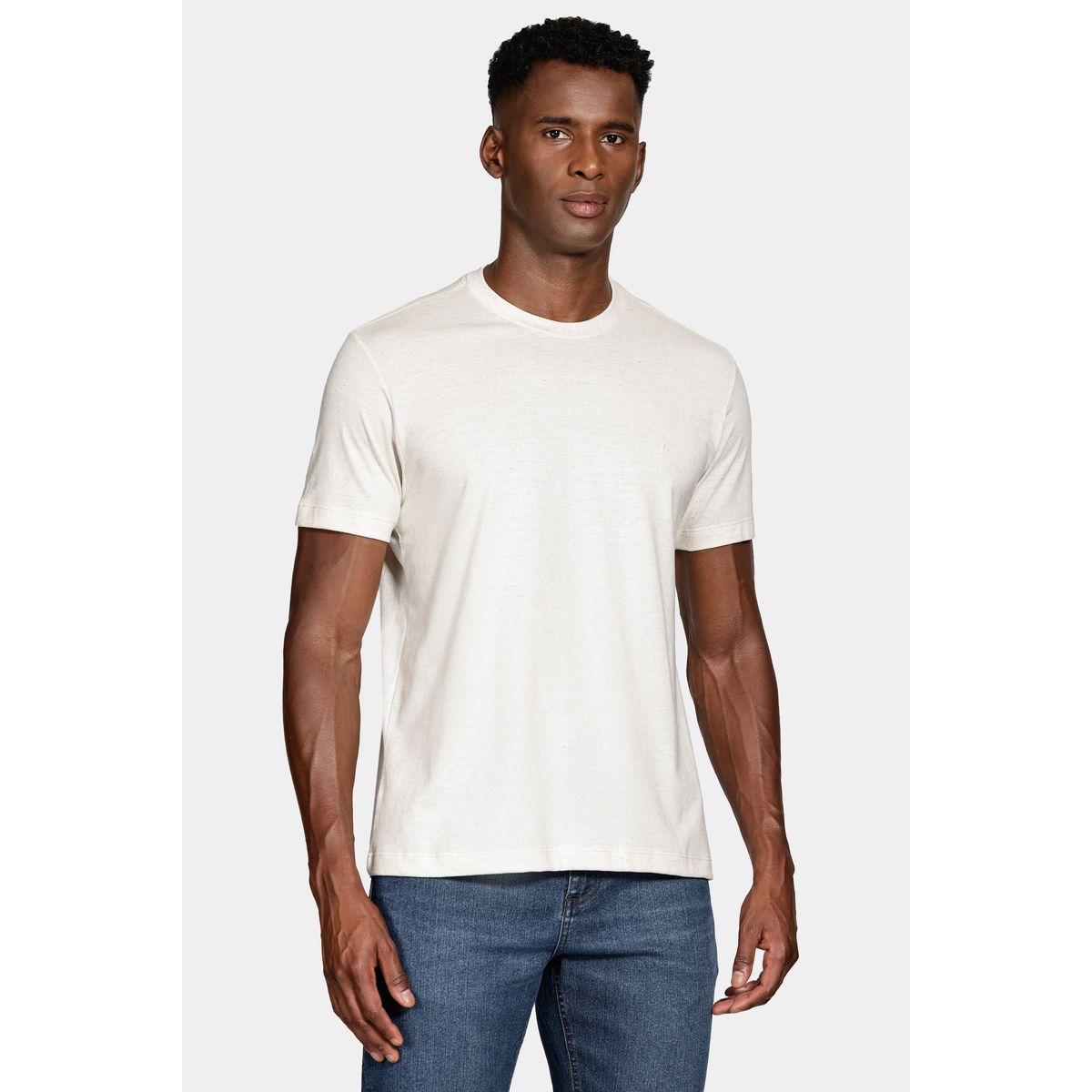 Camiseta Manga Curta com Linho Aramis