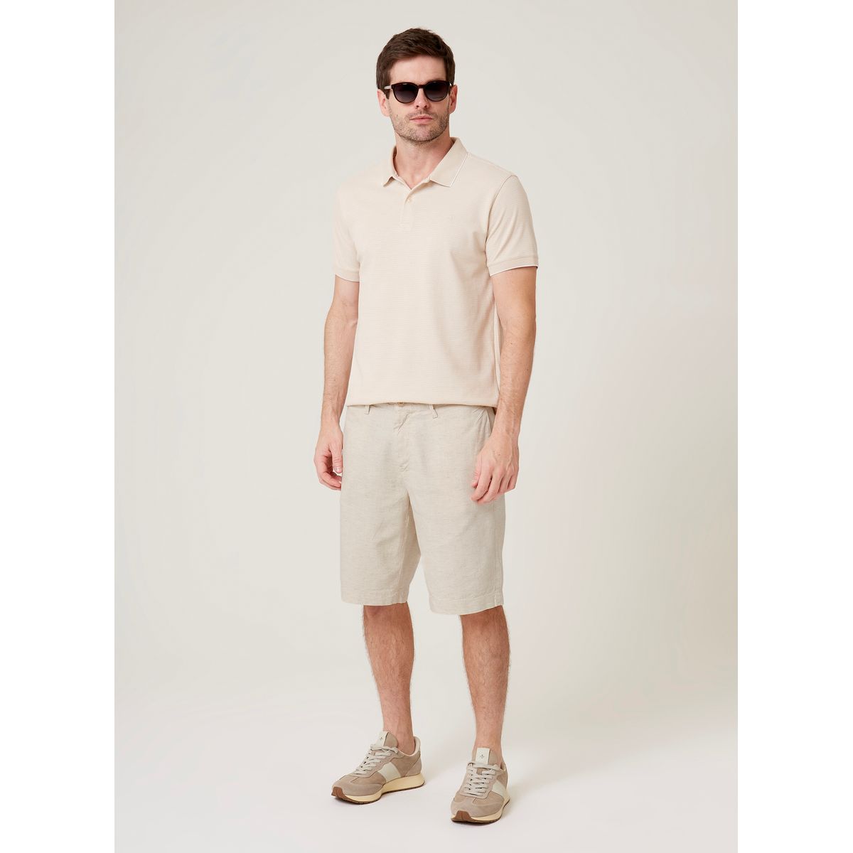 Bermuda Chino Right Fit Linen Blend Masculina Dudalina