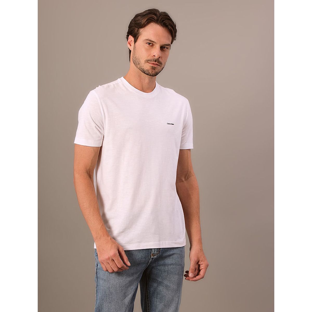 Camiseta Masculina Slim Minimalista Flamê Calvin Klein