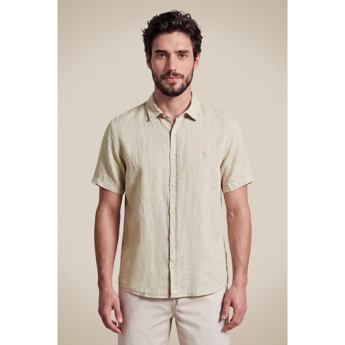Camisa Manga Curta Linho Natural Reserva