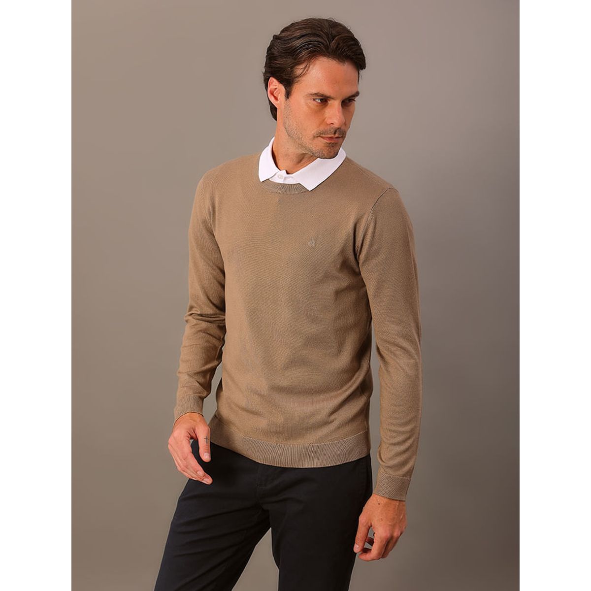 Tricô Masculino Decote Redondo Calvin Klein